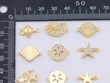 18K Gold PVD connectors starfish s dollar shell conch clam nautilus sea turtle ocean snail angel fish oyster beach summer charms - Tarnish R