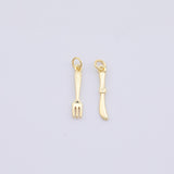 Knife and fork charm 18K Gold PVD Plated for Charm Bar Bracelets and Necklaces Charms