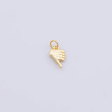 18K gold PVD Plated thumbs up or down charm matte gold small dainty bracelet necklace pendant minimalist charms cz pave 8x12mm