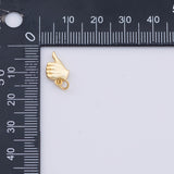 18K gold PVD Plated thumbs up or down charm matte gold small dainty bracelet necklace pendant minimalist charms cz pave 8x12mm