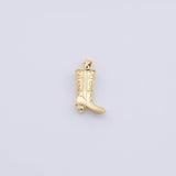 Cowboy Boots Charm 15x24mm 18K Gold PVD Plated for Charm Bar Bracelets and Necklaces Gold Pave CZ Minimalist Charms