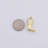 Cowboy Boots Charm 15x24mm 18K Gold PVD Plated for Charm Bar Bracelets and Necklaces Gold Pave CZ Minimalist Charms