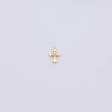 18k GF small cross dainty 8x10mm charm minimalist charms cz pave 18K Gold PVD Plated