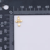 18k GF small cross dainty 8x10mm charm minimalist charms cz pave 18K Gold PVD Plated