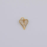 Gold PVD Plated Heart 11x13mm silver bracelet necklace pendant minimalist charms cz pave