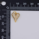 Gold PVD Plated Heart 11x13mm silver bracelet necklace pendant minimalist charms cz pave