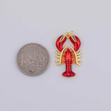 Red enamel lobster crawfish charm Gold PVD Plated Tarnish Resistant
