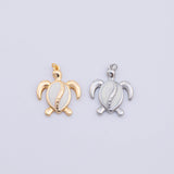 Sea turtle white enamel charm gold PVD plated tarnish resistant