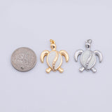 Sea turtle white enamel charm gold PVD plated tarnish resistant