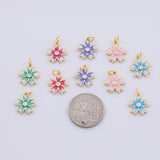 Enamel Flower Charm 12mm Gold PVD Plated Tarnish Resistant