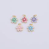 Enamel Flower Charm 12mm Gold PVD Plated Tarnish Resistant