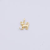 Cat kitten playing with pearl ball charm 15x20mm Gold PVD Plated Tarnish Resistant