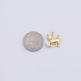 Cat kitten playing with pearl ball charm 15x20mm Gold PVD Plated Tarnish Resistant