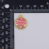 Pink Happy Birthday Charm 17mm Gold PVD Plated Tarnish Resistant