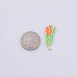 Gold PVD Plated Gold Enamel Flower Charm tarnish resistant