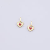 Gold PVD Plated Gold Red Heart Charm tarnish resistant