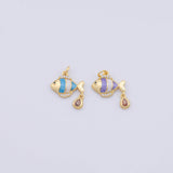 Gold pvd Plated Gold Enamel Fish Charm tarnish resistant