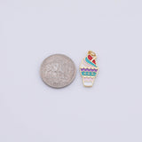 Gold PVD Plated Ice Cream Cone Enamel charms tarnish resistant