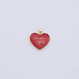 Gold PVD Plated Red Heart Love You charms tarnish resistant