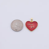 Gold PVD Plated Red Heart Love You charms tarnish resistant