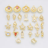 18K Gold PVD Sea shell ocean beach summer nautical charms fish crab lobster turtle s Charms - Tarnish Resistant