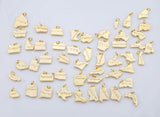 USA State Map Pendant, American States Gold PVD Plated Charms Dainty State Charm Bracelet Necklace for DIY Jewelry Making Supply