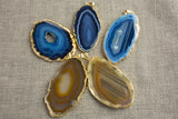 A-QUALITY Extra-polished Agate Slices Wrapped in Gold!