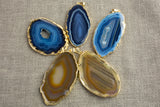 A-QUALITY Extra-polished Agate Slices Wrapped in Gold!