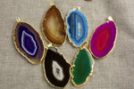 A-QUALITY Extra-polished Agate Slices Wrapped in Gold!