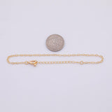 Gold PVD Plated Dainty Star Burst Textured Bracelet 2mm oval tarnish resistant