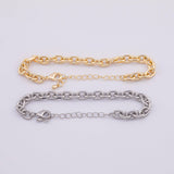 Gold PVD Plated Silver Faceted Oval Bracelet 6x9mm Charm Bar Bracelets Tarnish Resistant
