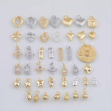 Gold PVD Ion Plated Charm Mix for Charm Bar Bracelets Necklaces Charms Gold Filled Charms Minimalist CZ Pave
