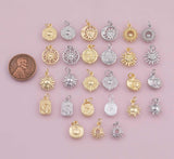 Large Selection Sun Charm 18K Gold Filled Charm for Charm Bar Bracelets Necklaces Charms Gold Filled Charms Minimalist CZ Pave