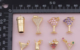 Wine Cup Drinks Glass Selection Charm 18K Gold Filled Charm for Charm Bar Bracelets Necklaces Charms Gold Filled Charms Minimalist CZ Pave
