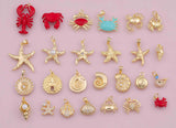 Crab Lobster Star Fish Ocean Mixed Charm Selection 18K Gold Filled Charm for Charm Bar Bracelets Necklaces Charms Gold Filled Charms Minimal