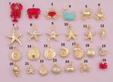 Crab Lobster Star Fish Ocean Mixed Charm Selection 18K Gold Filled Charm for Charm Bar Bracelets Necklaces Charms Gold Filled Charms Minimal