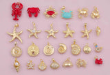 Crab Lobster Star Fish Ocean Mixed Charm Selection 18K Gold Filled Charm for Charm Bar Bracelets Necklaces Charms Gold Filled Charms Minimal