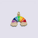 Rainbow enamel charm Gold PVD Ion Plated Tarnish Resistant 16x20mm