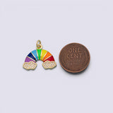 Rainbow enamel charm Gold PVD Ion Plated Tarnish Resistant 16x20mm