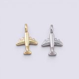 Gold PVD Plated Airplane 8x12mm