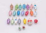 18K Gold PVD Colorful ceramic fish charm hmade painting ceramic porcelain animal flower vintage charm f heart - Tarnish Resistant