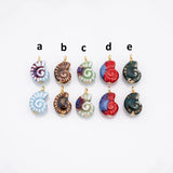18K Gold PVD Ceramic Sea Shell Charm Colorful ceramic conch nautilus shell charms hmade painted porcelain vintage - Tarnish Resistant