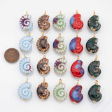 18K Gold PVD Ceramic Sea Shell Charm Colorful ceramic conch nautilus shell charms hmade painted porcelain vintage - Tarnish Resistant