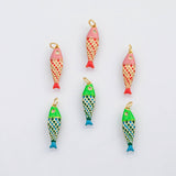 18K Gold PVD Colorful Enamel Fish charm - Tarnish Resistant