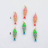 18K Gold PVD Colorful Enamel Fish charm - Tarnish Resistant