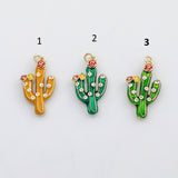 18K Gold PVD Cactus charm enamel charm - Tarnish Resistant
