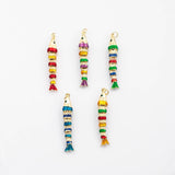 18K Gold pvd Colorful Fish with flexible spine enamel charm - Tarnish Resistant