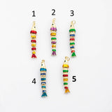 18K Gold PVD Colorful Fish with flexible spine enamel charm - Tarnish Resistant