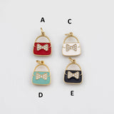 18K Gold PVD Gold Purse Bag Charms, Hbag Pendant,Enamel Hbag Charm - Tarnish Resistant