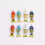 18K Gold pvd fish charm with flexible spine - Tarnish Resistant